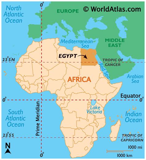Egypt on a Map of Africa